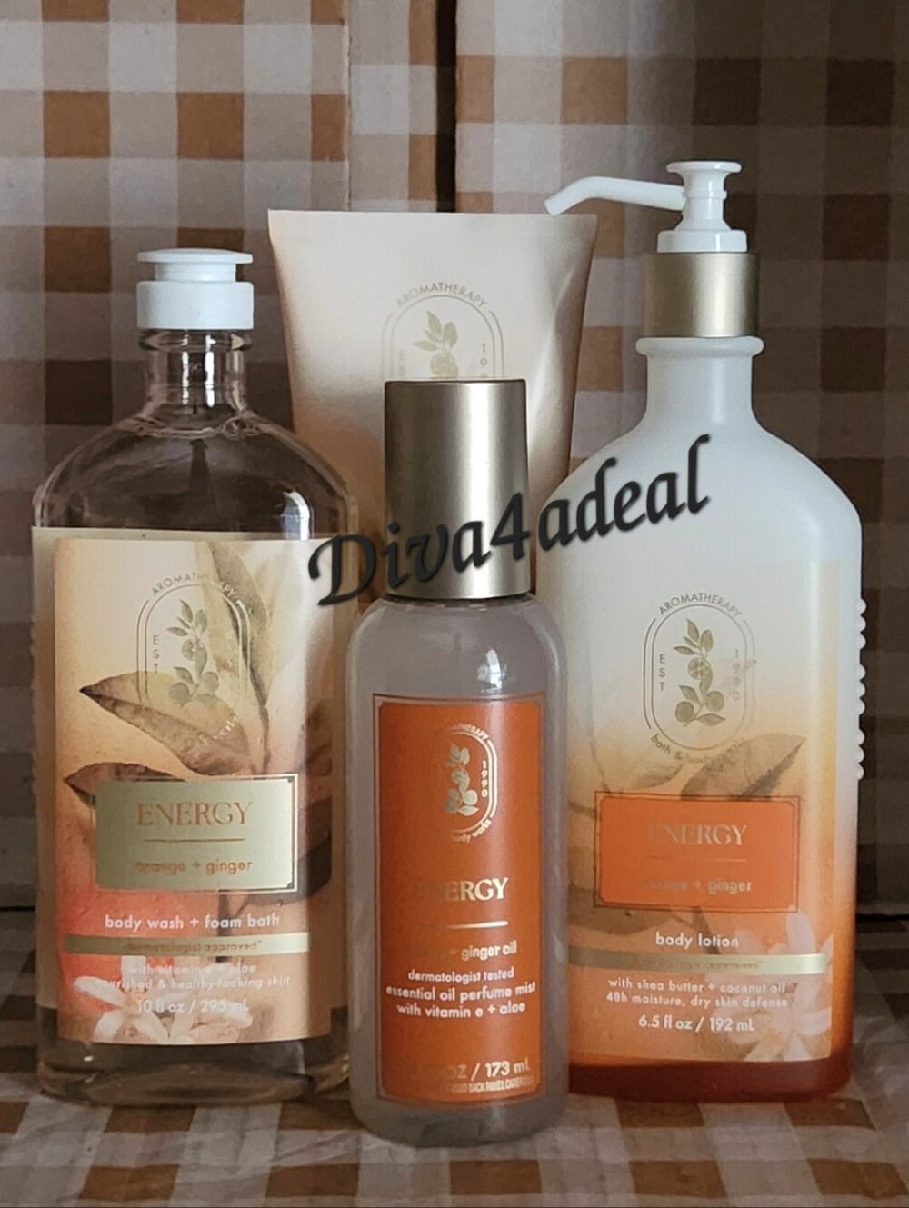 Bath & Body Works ORANGE & GINGER Energy 4PC Collection Set Bundle